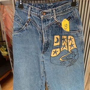 Hand-painted by artist women jeans